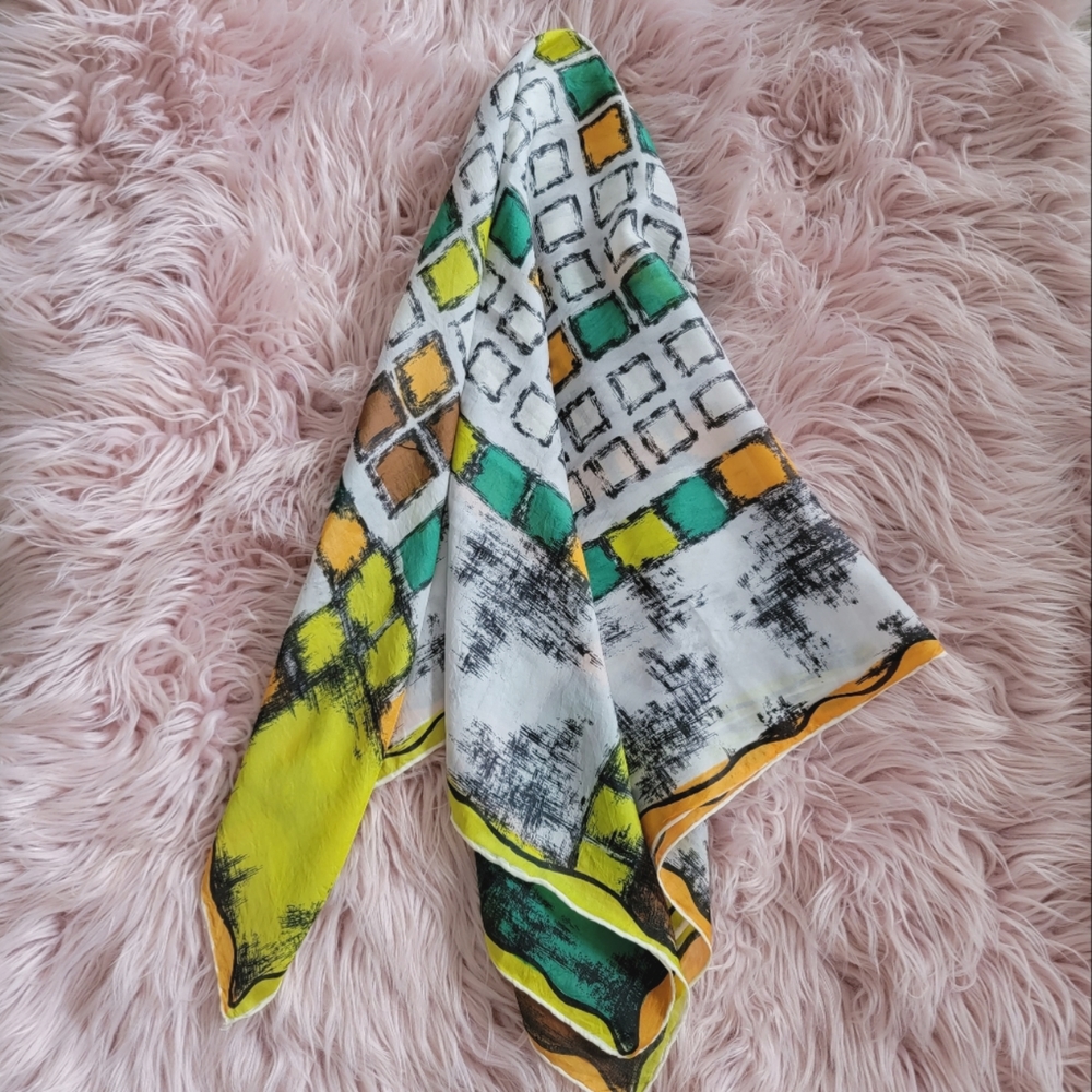70s Vintage Abstract Silk Scarf